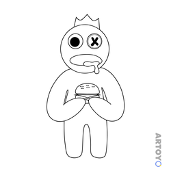 Раскраска Синий с бургером