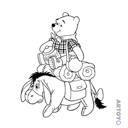 Раскраска Иа везёт Винни Пуха — А4
