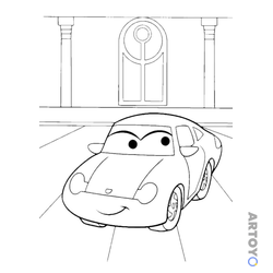 Раскраска Салли (Sally Carrera) на стоянке