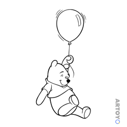 Раскраска Винни Пух с воздушным шариком — А4