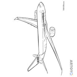 Раскраска «Самолет Airbus A350» из категории Самолёты