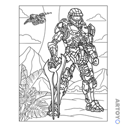 Солдаты: раскраска Солдат Мастер Чиф (Джон-117) из игры Halo